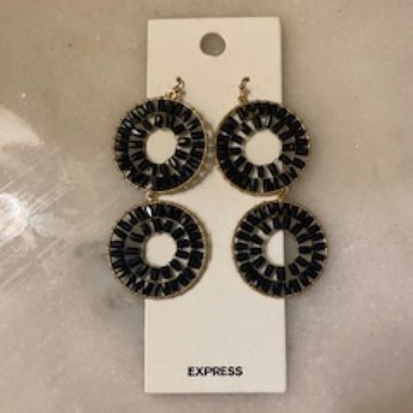 Double Circle Beaded Drop Earrings - Picture 1 of 3